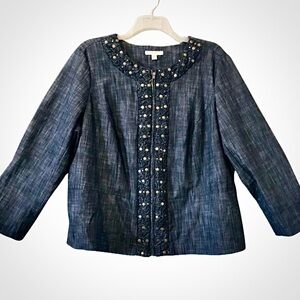 Brass Studded Denim Car Coat